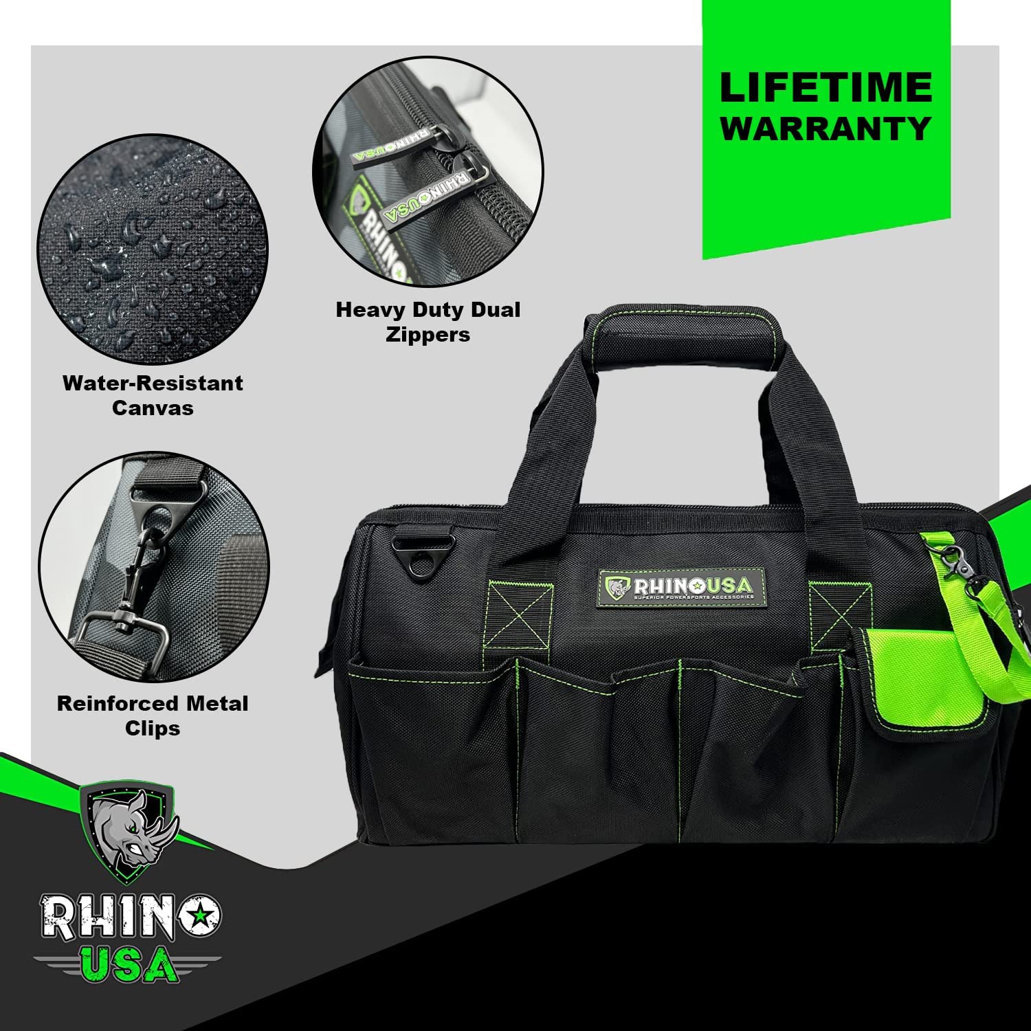 best tool bag for rain Rhino USA Heavy Duty Tool Bag