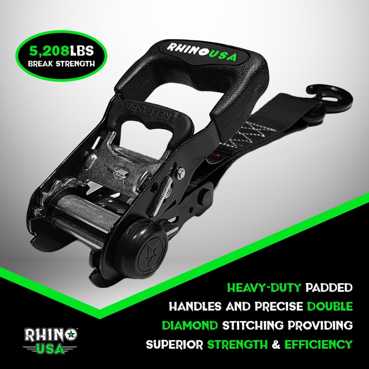 1.6" x 8' HD Ratchet Tie-Down Set (2-Pack) Tie-Down Straps Rhino USA, Inc. 