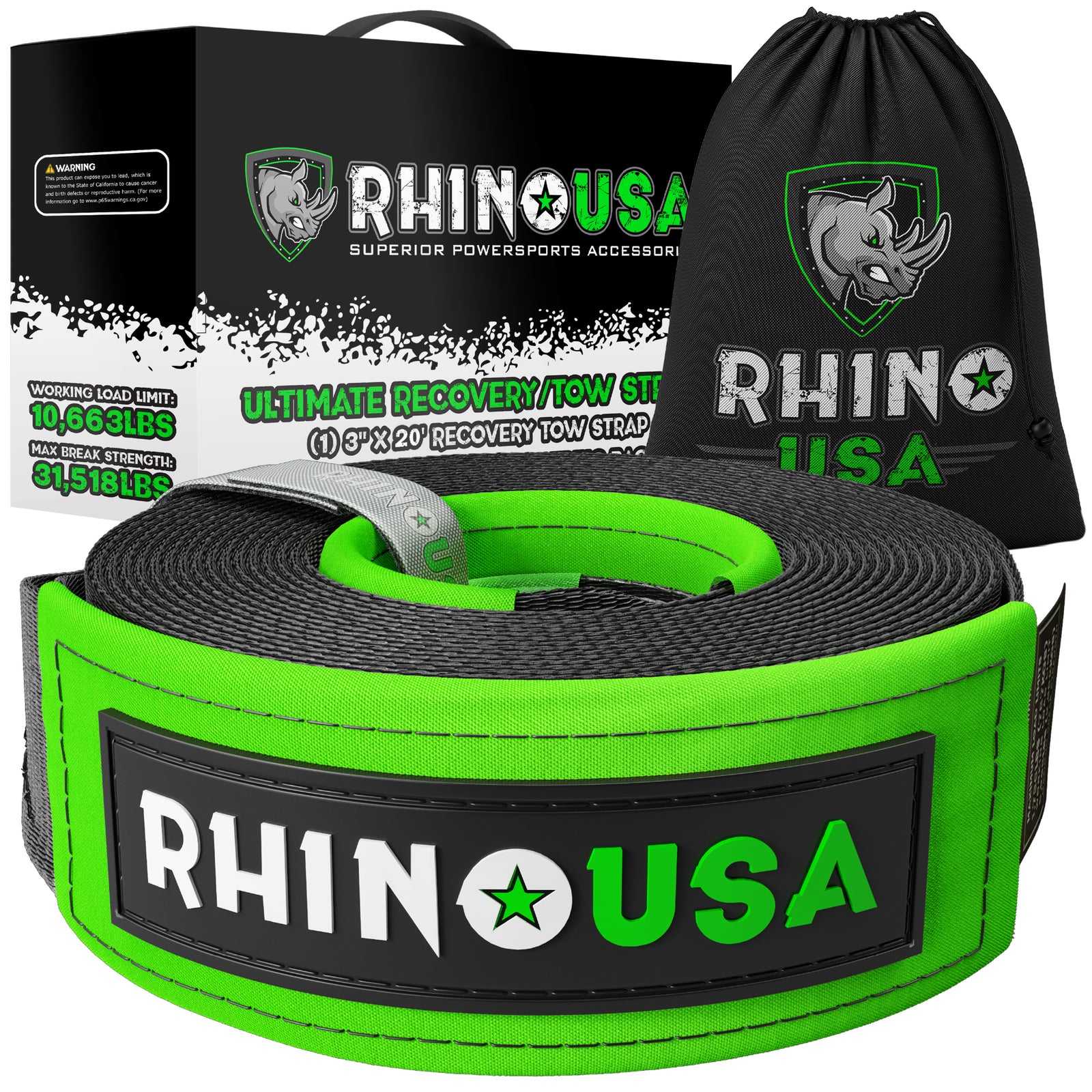 Best Recovery Tow Strap (3" Ultimate) Rhino USA