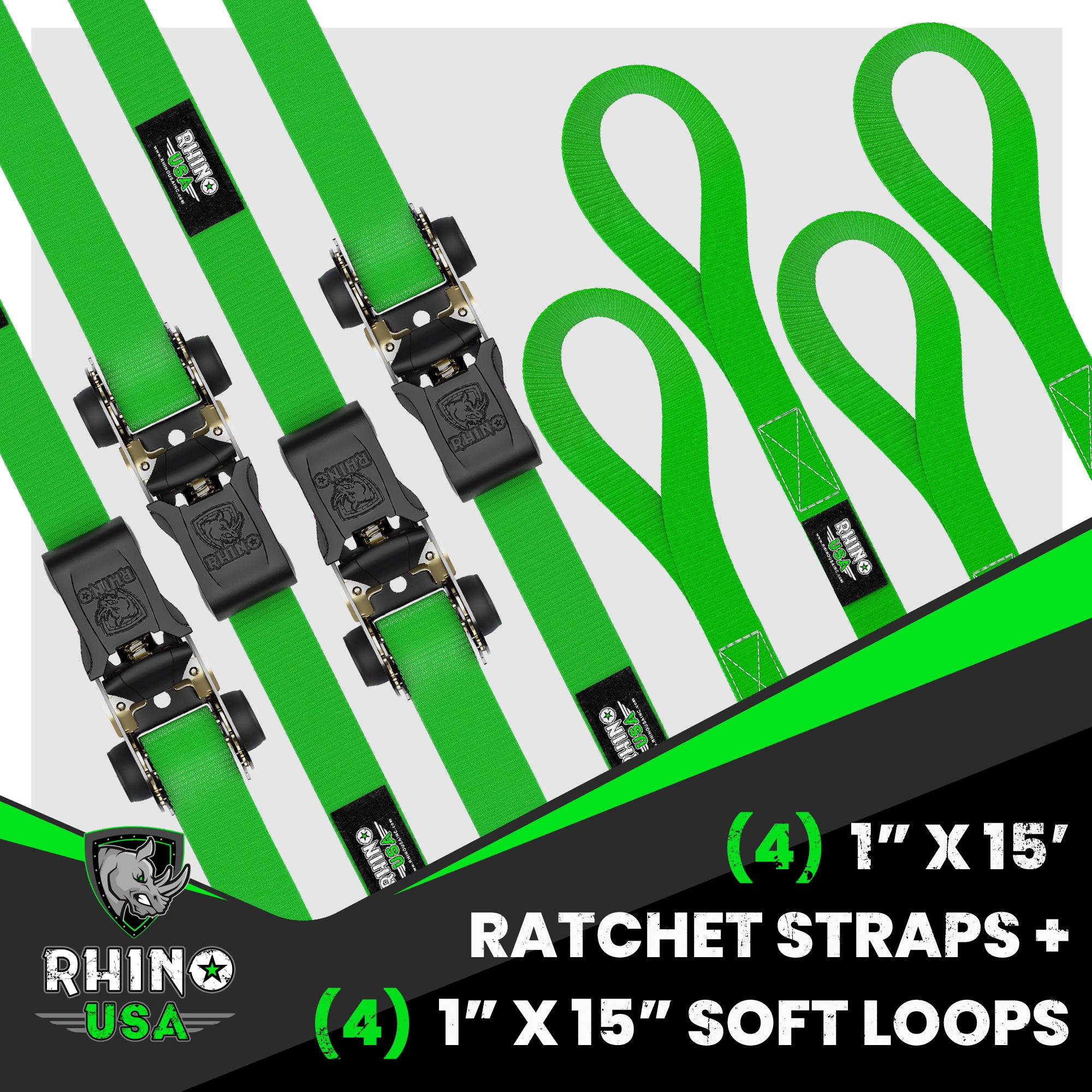 Best Medium-Duty Ratchet Straps (4-Pack) - Rhino USA