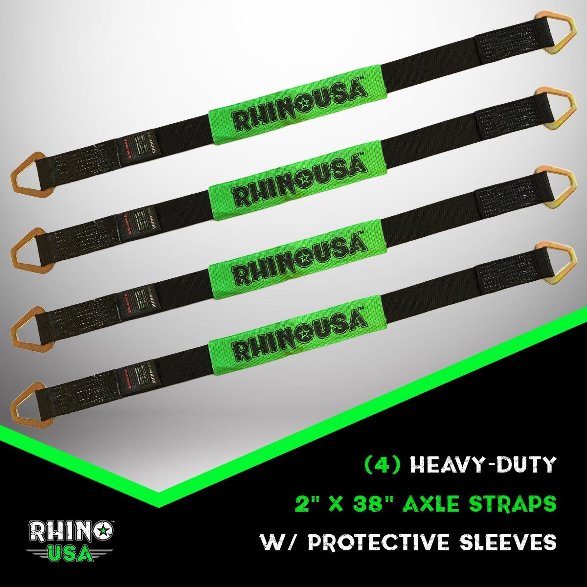 Best Axle Tie-Down Strap Set (2 x 38' 4-Pack) - Rhino USA