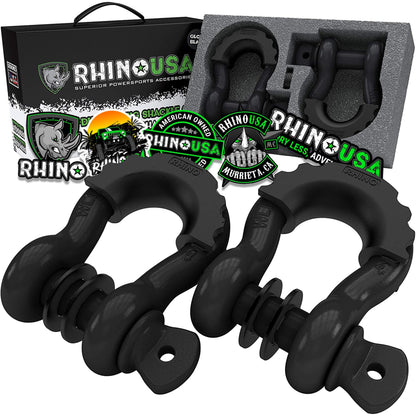 3/4" D-Ring Shackle Set (2-Pack) Recovery Rhino USA, Inc. Matte Black 