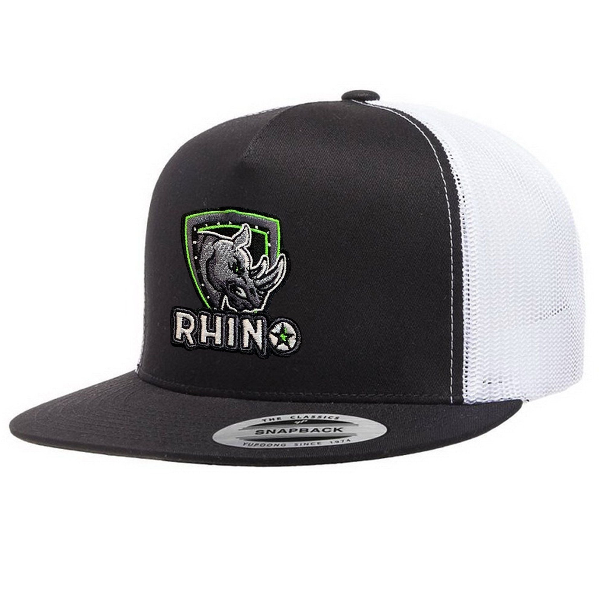 Mesh Snapback - Flat Bill Caps Rhino USA, Inc. Black/White 
