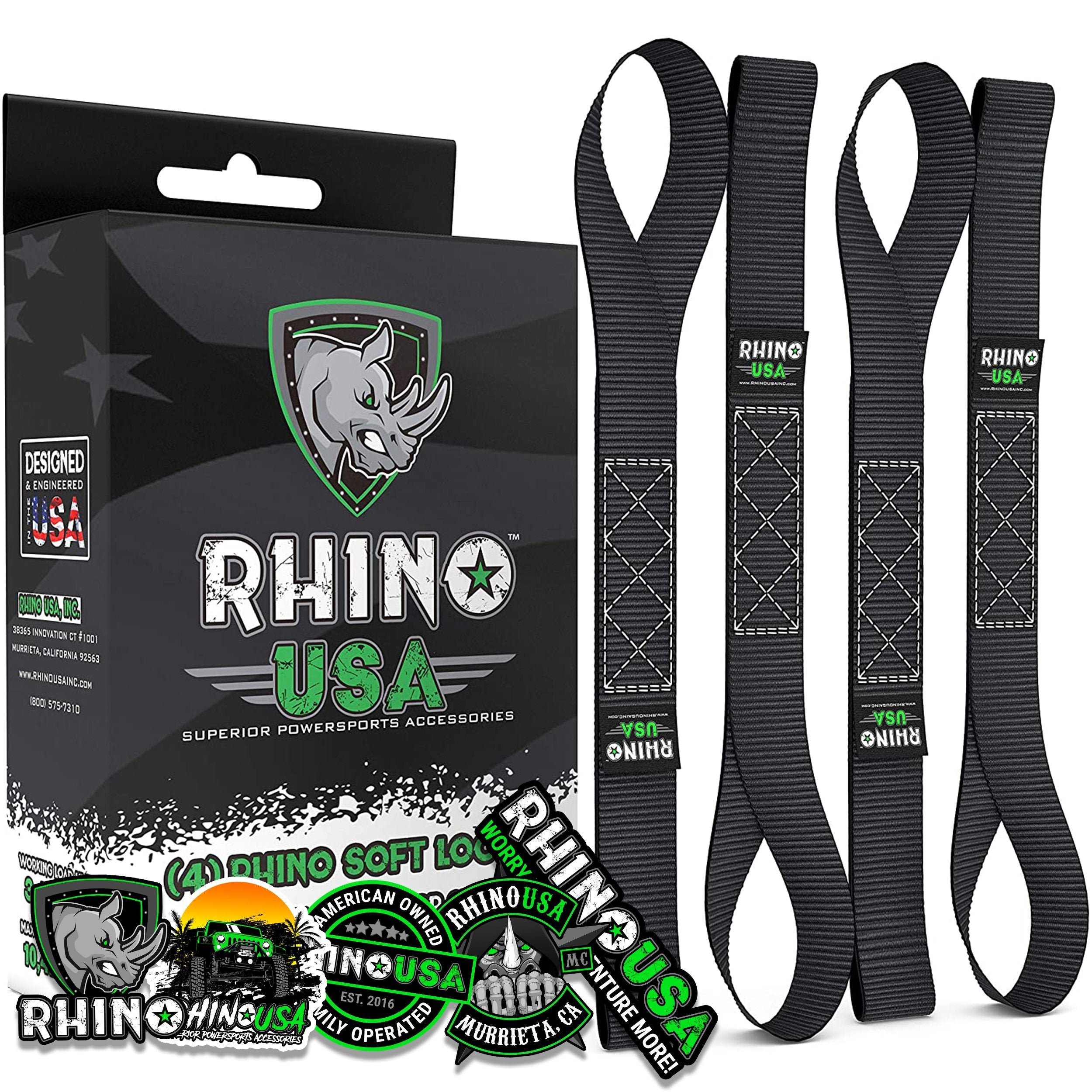 1.7" x 17" Soft Loop Tie-Down Straps (4-Pack) Tie-Down Straps Rhino USA, Inc. Black 