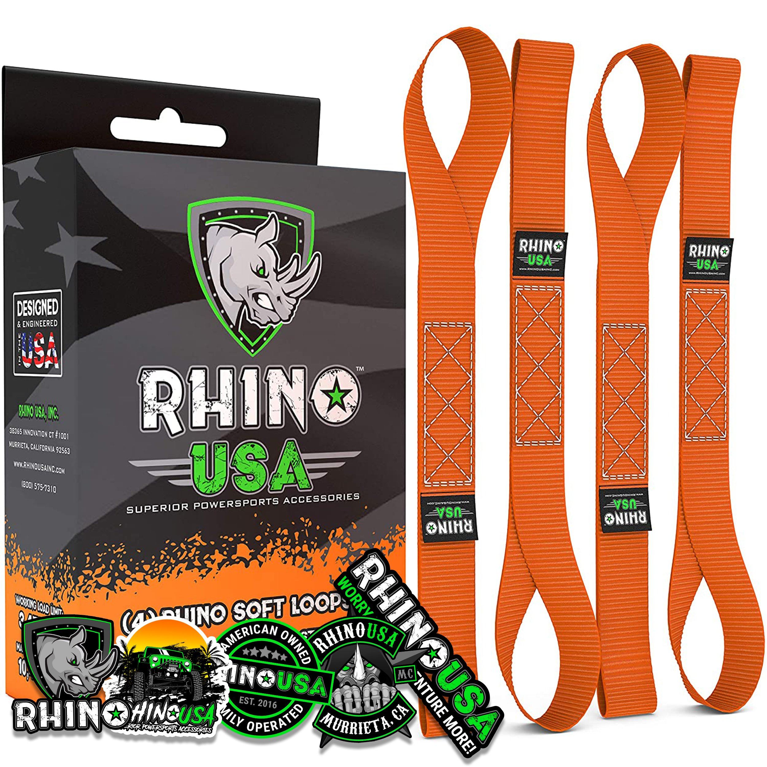 1.7" x 17" Soft Loop Tie-Down Straps (4-Pack) Tie-Down Straps Rhino USA, Inc. Orange 