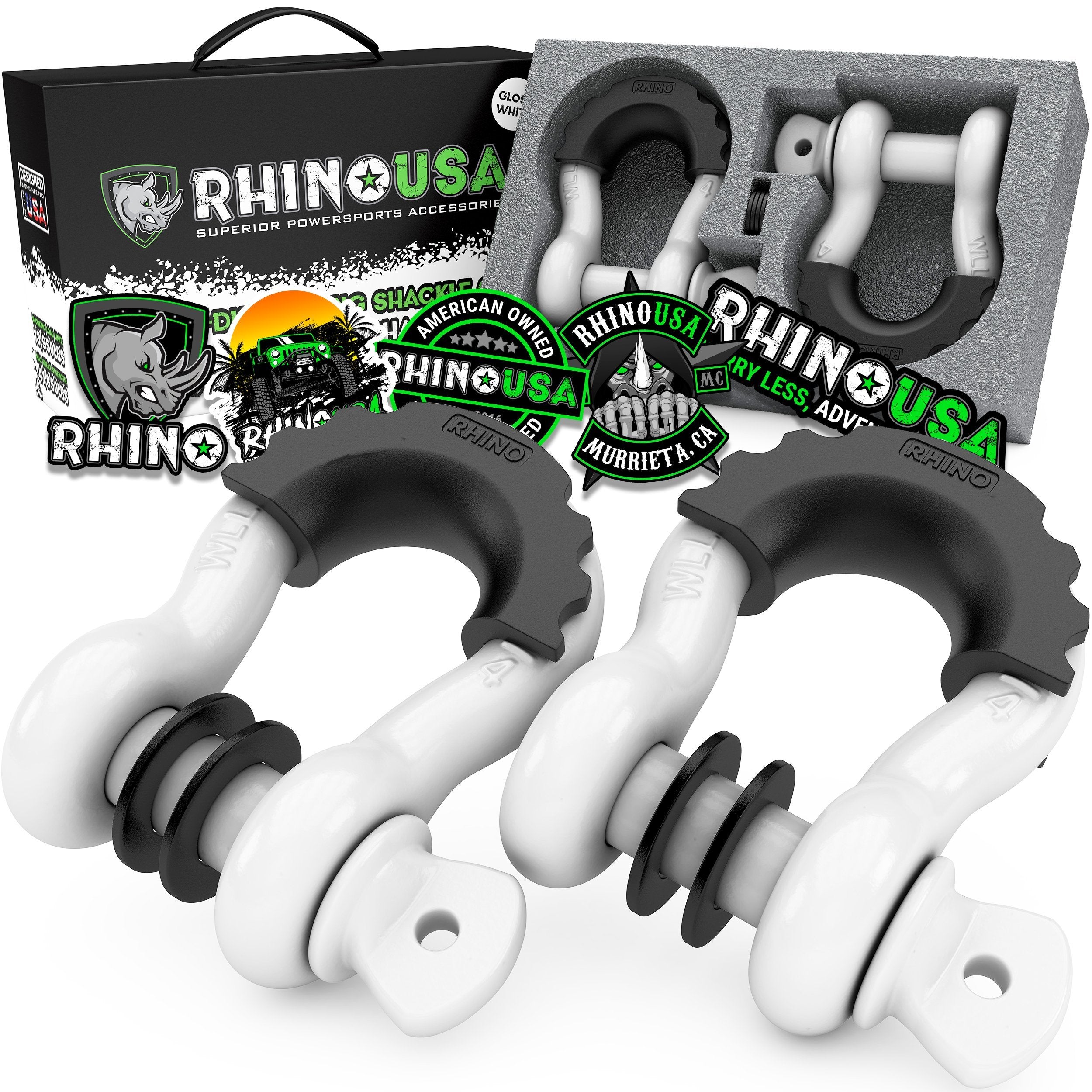 3/4" D-Ring Shackle Set (2-Pack) Recovery Rhino USA, Inc. Gloss White 